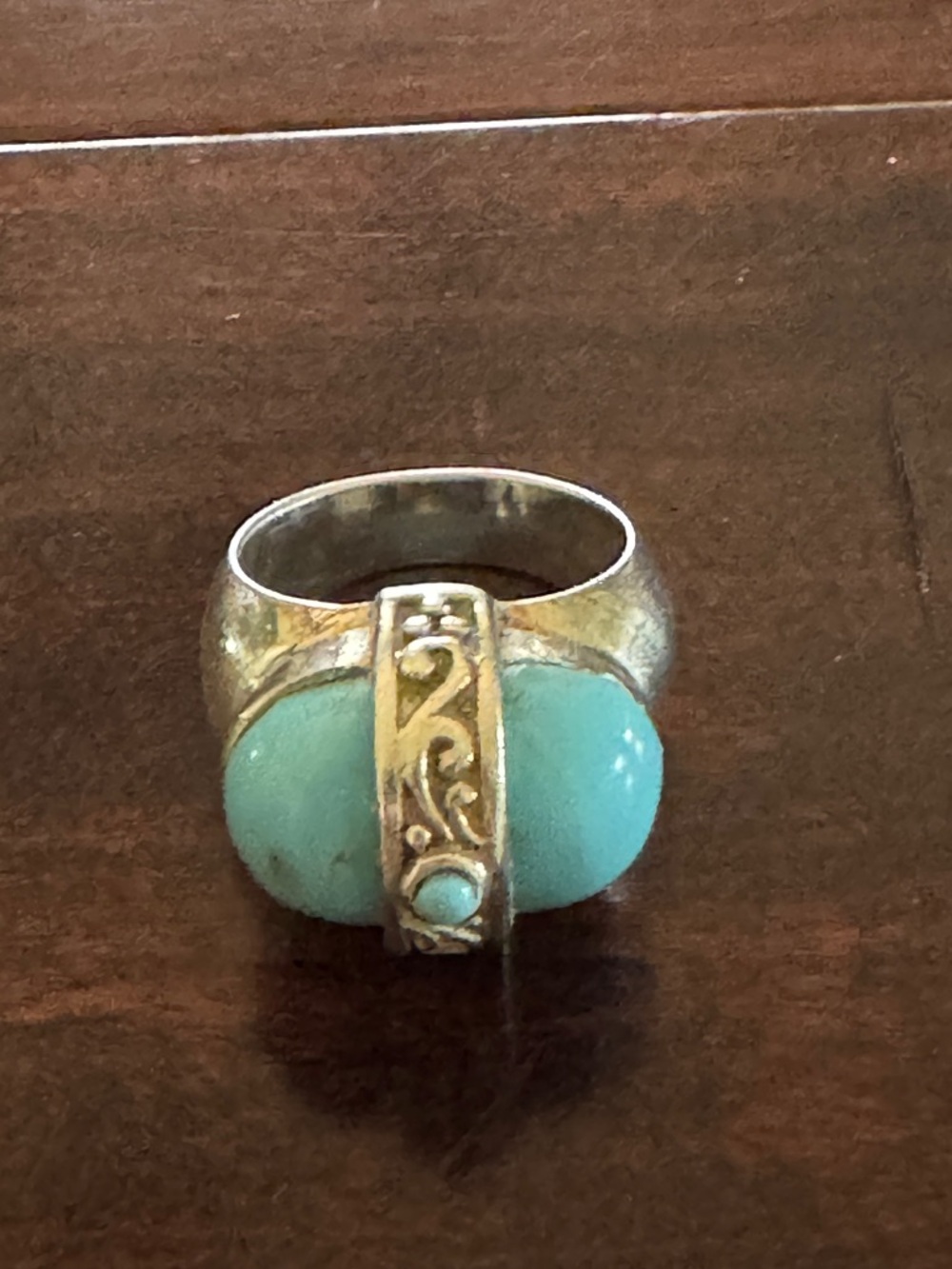 Turquoise Cabochon Sterling Silver Ring size 51/2